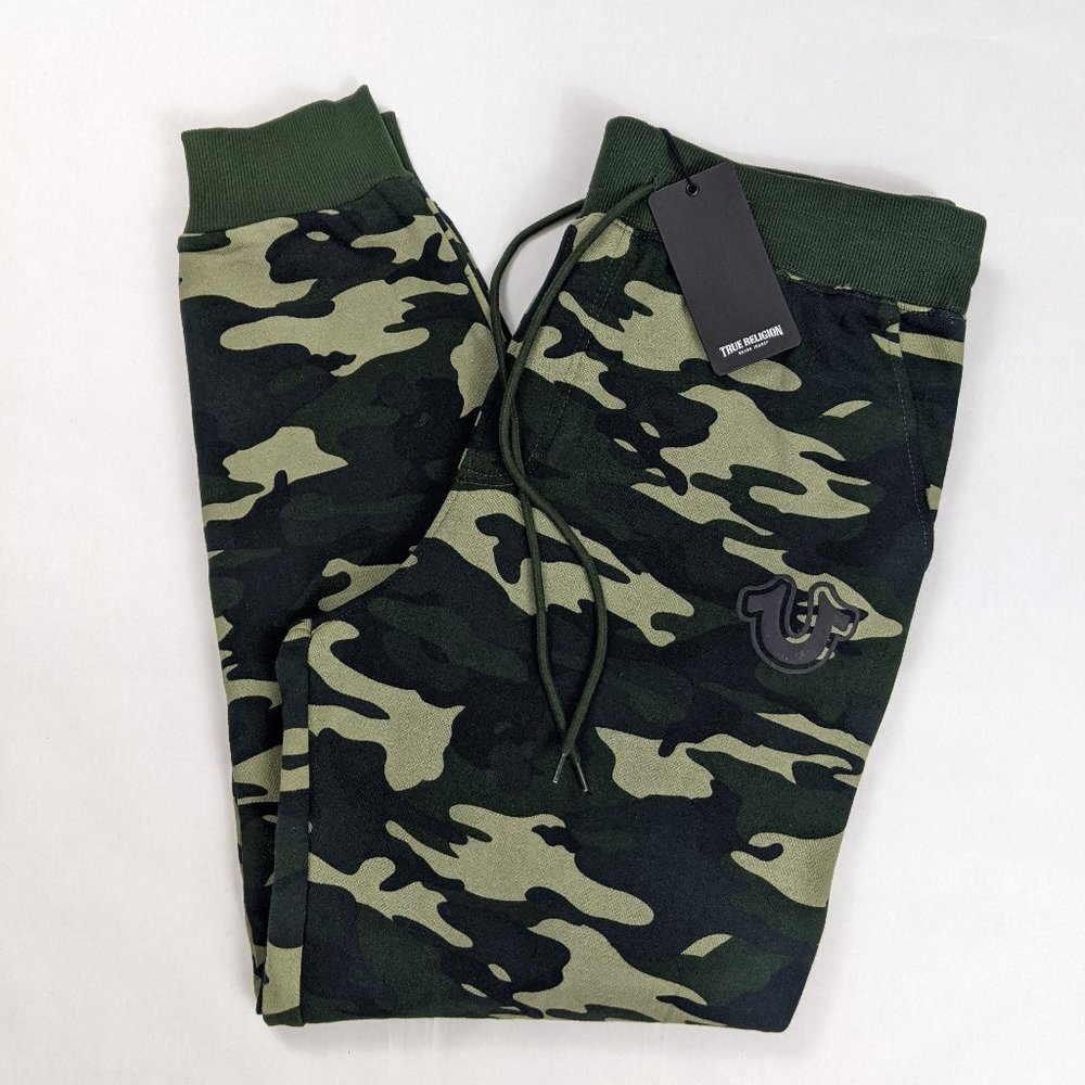 $99 True Religion Men's True Camo Fleece Lined Jogger Pants Size L
